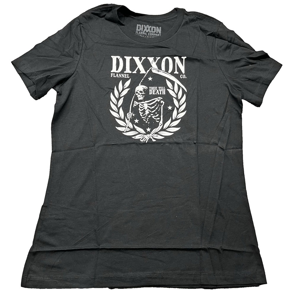 Dixxon True Till Death T Shirt Top Womens S Fitted Black Short Sleeve Tee NEW